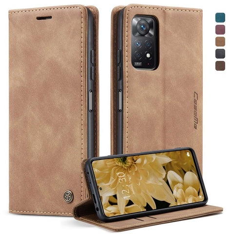 CASEME 013 Series for Xiaomi Redmi Note 12 Pro 4G / 11 Pro 4G (MediaTek) / Note 11 Pro 5G (Qualcomm) Magnetic Auto-absorbed PU Leather Wallet Case Foldable Stand Phone Cover