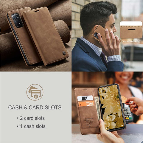 CASEME 013 Series for Xiaomi Redmi Note 12 Pro 4G / 11 Pro 4G (MediaTek) / Note 11 Pro 5G (Qualcomm) Magnetic Auto-absorbed PU Leather Wallet Case Foldable Stand Phone Cover