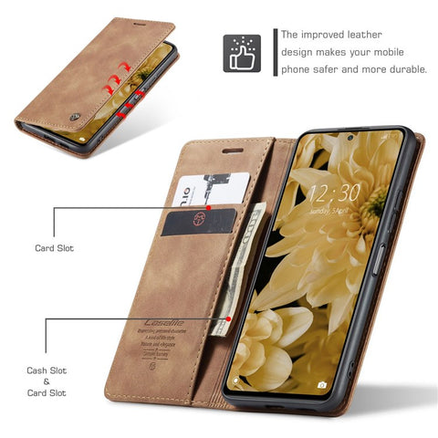 CASEME 013 Series for Xiaomi Redmi Note 12 Pro 4G / 11 Pro 4G (MediaTek) / Note 11 Pro 5G (Qualcomm) Magnetic Auto-absorbed PU Leather Wallet Case Foldable Stand Phone Cover