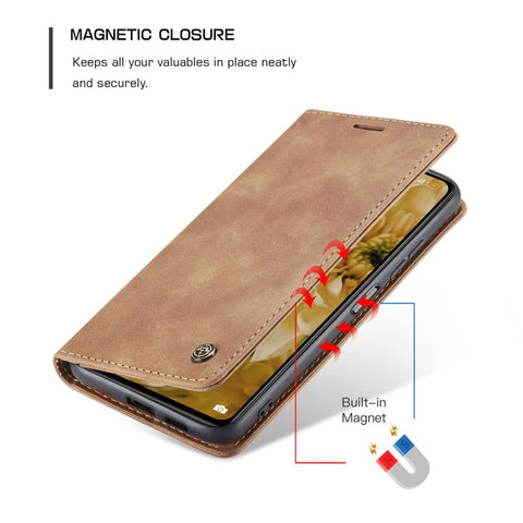 CASEME 013 Series for Xiaomi Redmi Note 12 Pro 4G / 11 Pro 4G (MediaTek) / Note 11 Pro 5G (Qualcomm) Magnetic Auto-absorbed PU Leather Wallet Case Foldable Stand Phone Cover