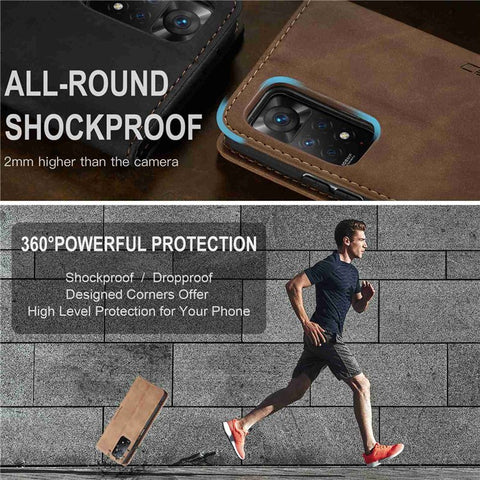 CASEME 013 Series for Xiaomi Redmi Note 12 Pro 4G / 11 Pro 4G (MediaTek) / Note 11 Pro 5G (Qualcomm) Magnetic Auto-absorbed PU Leather Wallet Case Foldable Stand Phone Cover