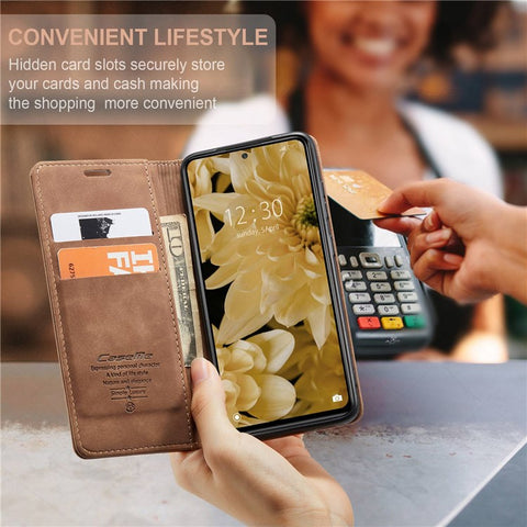 CASEME 013 Series for Xiaomi Redmi Note 12 Pro 4G / 11 Pro 4G (MediaTek) / Note 11 Pro 5G (Qualcomm) Magnetic Auto-absorbed PU Leather Wallet Case Foldable Stand Phone Cover