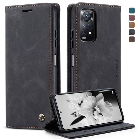CASEME 013 Series for Xiaomi Redmi Note 12 Pro 4G / 11 Pro 4G (MediaTek) / Note 11 Pro 5G (Qualcomm) Magnetic Auto-absorbed PU Leather Wallet Case Foldable Stand Phone Cover