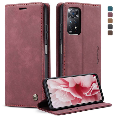 CASEME 013 Series for Xiaomi Redmi Note 12 Pro 4G / 11 Pro 4G (MediaTek) / Note 11 Pro 5G (Qualcomm) Magnetic Auto-absorbed PU Leather Wallet Case Foldable Stand Phone Cover