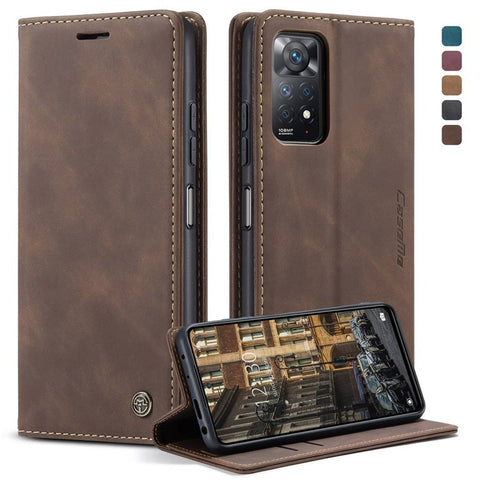 CASEME 013 Series for Xiaomi Redmi Note 12 Pro 4G / 11 Pro 4G (MediaTek) / Note 11 Pro 5G (Qualcomm) Magnetic Auto-absorbed PU Leather Wallet Case Foldable Stand Phone Cover