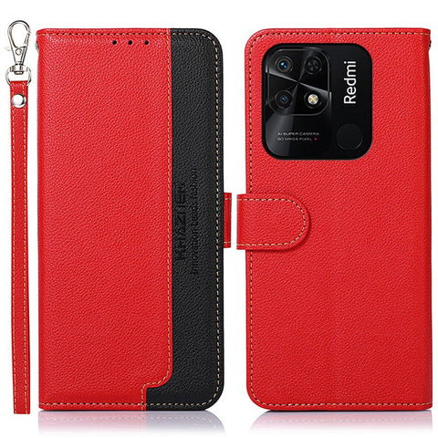 KHAZNEH For Xiaomi Redmi 10C 4G Litchi Texture PU Leather Stand Case RFID Blocking Wallet Phone Cover