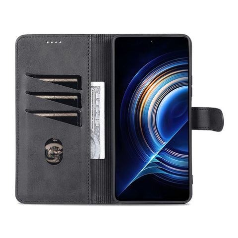 AZNS for Xiaomi Redmi K50/K50 Pro PU Leather Wallet Case Foldable Stand Phone Full-protection Cover