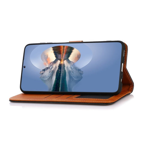 KHAZNEH Leather Phone Case for Xiaomi Redmi 10C 4G Magnetic Golden Clasp Wallet Stand Book Shockproof TPU Inner Shell