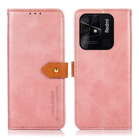 KHAZNEH Leather Phone Case for Xiaomi Redmi 10C 4G Magnetic Golden Clasp Wallet Stand Book Shockproof TPU Inner Shell