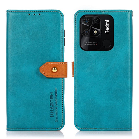 KHAZNEH Leather Phone Case for Xiaomi Redmi 10C 4G Magnetic Golden Clasp Wallet Stand Book Shockproof TPU Inner Shell
