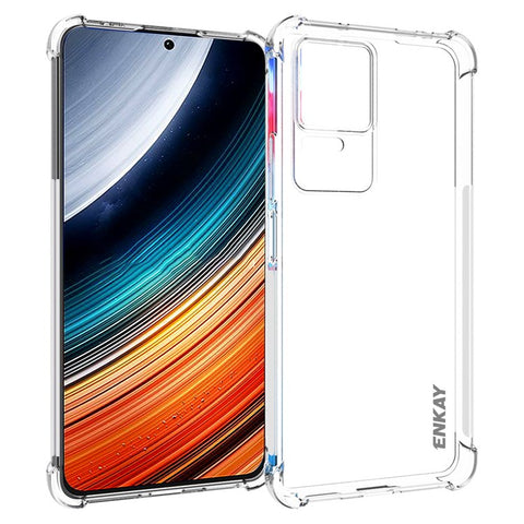ENKAY HAT PRINCE TPU Slim Case for Xiaomi Poco F4 5G / Redmi K40S 5G Crystal Clear Anti-slip Phone Cover Four Corner Enhanced Fall Protection Case