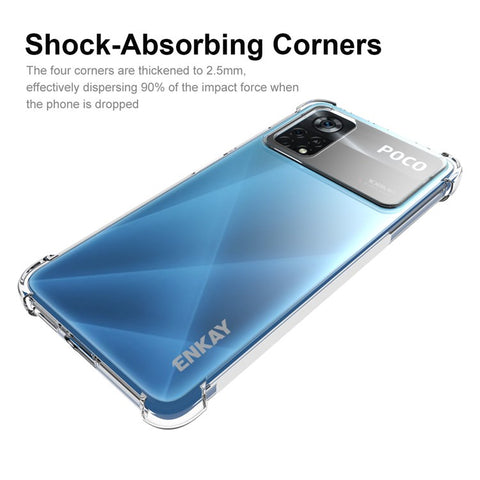 ENKAY HAT PRINCE Four Corner Fall Protection Shockproof Cover for Xiaomi Poco X4 Pro 5G Crystal Clear Case Frosted Anti-slip Edge TPU Phone Cover