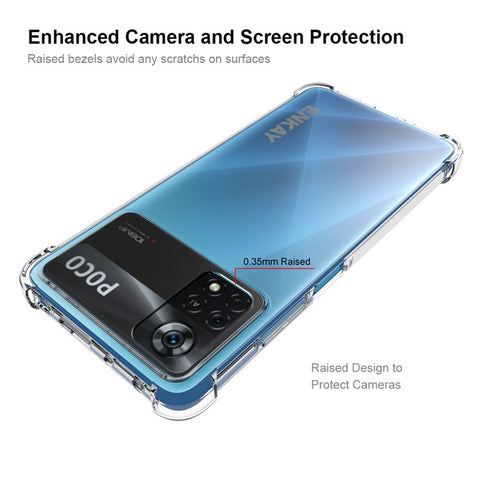 ENKAY HAT PRINCE Four Corner Fall Protection Shockproof Cover for Xiaomi Poco X4 Pro 5G Crystal Clear Case Frosted Anti-slip Edge TPU Phone Cover