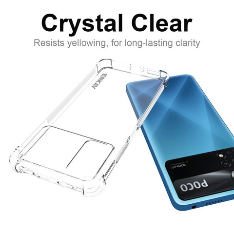 ENKAY HAT PRINCE Four Corner Fall Protection Shockproof Cover for Xiaomi Poco X4 Pro 5G Crystal Clear Case Frosted Anti-slip Edge TPU Phone Cover
