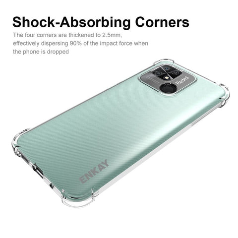 ENKAY HAT PRINCE For Xiaomi Redmi 10C 4G / 10 (India) Anti-Slip Edge TPU Case Crystal Clear Slim Cover Four Corner Enhanced Fall Protection Phone Case