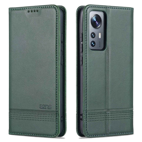 AZNS For Xiaomi 12/12X/12S 5G Well-protected Textured Leather Phone Case Stand Function Magnetic Auto-absorbed Cover with Wallet