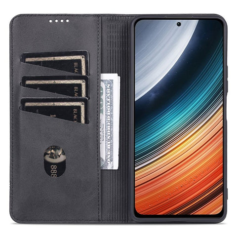 AZNS For Xiaomi Redmi K50 Pro/K50 Protective Phone Case Magnetic Closure Textured PU Leather Stand Phone Cover with Wallet