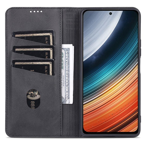 AZNS For Xiaomi Poco F4 5G / Redmi K40S 5G Wallet Phone Case Magnetic Auto-absorbed Textured PU Leather Stand Protective Phone Cover