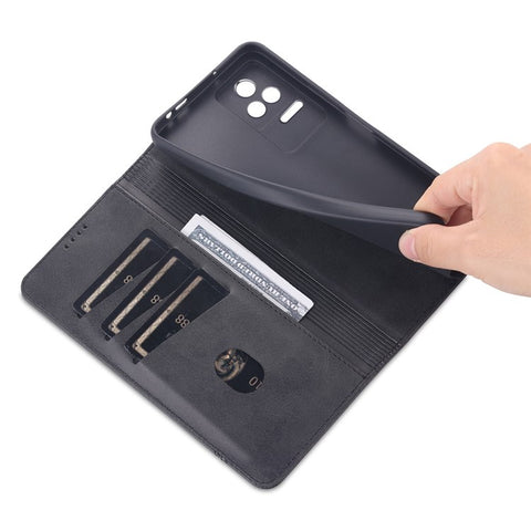 AZNS For Xiaomi Poco F4 5G / Redmi K40S 5G Wallet Phone Case Magnetic Auto-absorbed Textured PU Leather Stand Protective Phone Cover