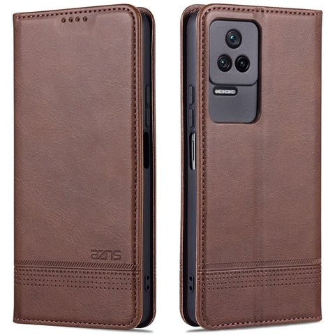 AZNS For Xiaomi Poco F4 5G / Redmi K40S 5G Wallet Phone Case Magnetic Auto-absorbed Textured PU Leather Stand Protective Phone Cover