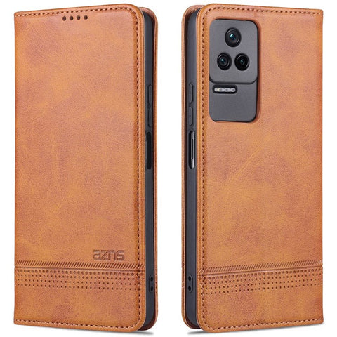 AZNS For Xiaomi Poco F4 5G / Redmi K40S 5G Wallet Phone Case Magnetic Auto-absorbed Textured PU Leather Stand Protective Phone Cover