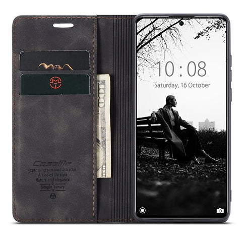 CASEME 013 Series for Xiaomi 11T / 11T Pro PU Leather Folio Flip Cover Wallet Style Magnetic Auto-absorbed Stand Book Case