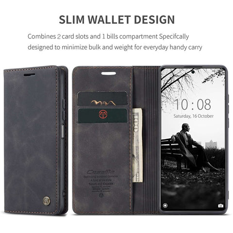 CASEME 013 Series for Xiaomi 11T / 11T Pro PU Leather Folio Flip Cover Wallet Style Magnetic Auto-absorbed Stand Book Case