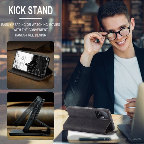 CASEME 013 Series for Xiaomi 11T / 11T Pro PU Leather Folio Flip Cover Wallet Style Magnetic Auto-absorbed Stand Book Case