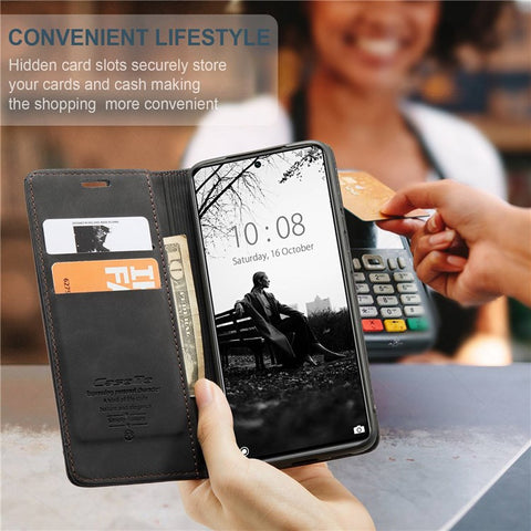 CASEME 013 Series for Xiaomi 11T / 11T Pro PU Leather Folio Flip Cover Wallet Style Magnetic Auto-absorbed Stand Book Case