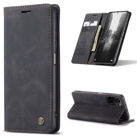 CASEME 013 Series Phone Case Bag for Xiaomi Redmi K40 Pro/Redmi K40/Poco F3/Mi 11i, Magnetic Auto-absorbed PU Leather Wallet Foldable Stand Phone Cover