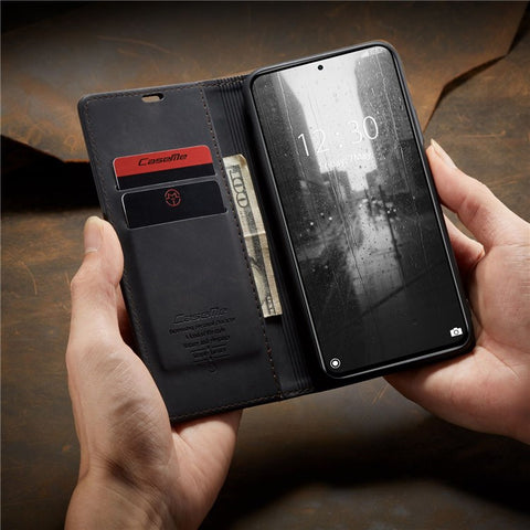 CASEME 013 Series Phone Case Bag for Xiaomi Redmi K40 Pro/Redmi K40/Poco F3/Mi 11i, Magnetic Auto-absorbed PU Leather Wallet Foldable Stand Phone Cover