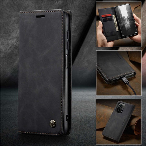 CASEME 013 Series Phone Case Bag for Xiaomi Redmi K40 Pro/Redmi K40/Poco F3/Mi 11i, Magnetic Auto-absorbed PU Leather Wallet Foldable Stand Phone Cover