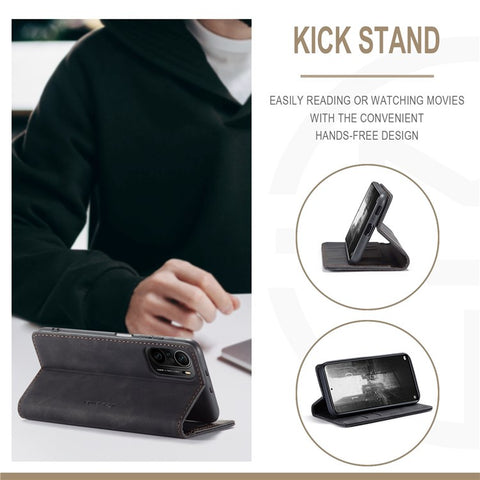 CASEME 013 Series Phone Case Bag for Xiaomi Redmi K40 Pro/Redmi K40/Poco F3/Mi 11i, Magnetic Auto-absorbed PU Leather Wallet Foldable Stand Phone Cover