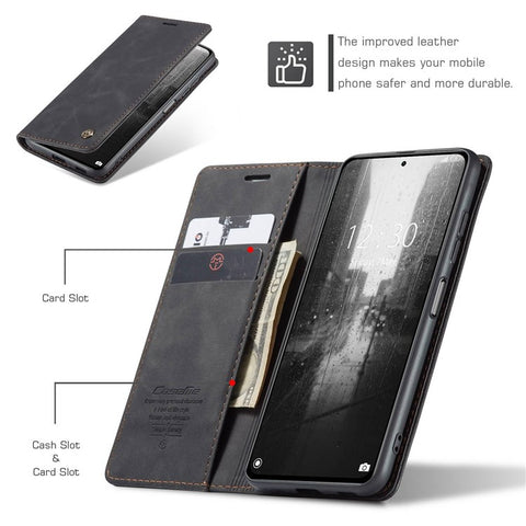 CASEME 013 Series Phone Case Bag for Xiaomi Redmi K40 Pro/Redmi K40/Poco F3/Mi 11i, Magnetic Auto-absorbed PU Leather Wallet Foldable Stand Phone Cover