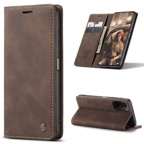 CASEME 013 Series Phone Case Bag for Xiaomi Redmi K40 Pro/Redmi K40/Poco F3/Mi 11i, Magnetic Auto-absorbed PU Leather Wallet Foldable Stand Phone Cover