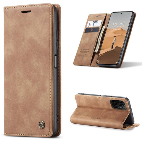 CASEME 013 Series Phone Case Bag for Xiaomi Redmi K40 Pro/Redmi K40/Poco F3/Mi 11i, Magnetic Auto-absorbed PU Leather Wallet Foldable Stand Phone Cover