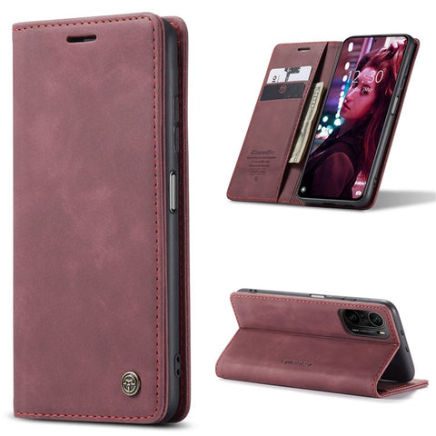 CASEME 013 Series Phone Case Bag for Xiaomi Redmi K40 Pro/Redmi K40/Poco F3/Mi 11i, Magnetic Auto-absorbed PU Leather Wallet Foldable Stand Phone Cover
