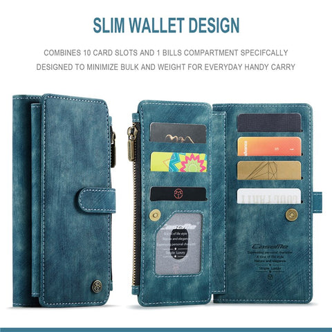 For Xiaomi Redmi Note 10 Pro 4G (Global) / (India) / Note 10 Pro Max Phone Cases with Strap CASEME C30 Zipper Multiple Card Holder PU Leather Cover