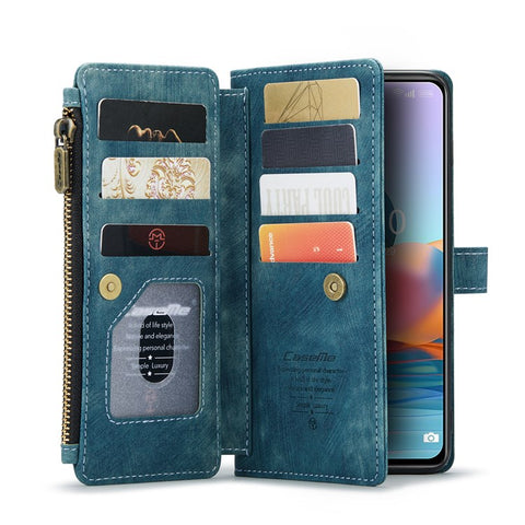 For Xiaomi Redmi Note 10 Pro 4G (Global) / (India) / Note 10 Pro Max Phone Cases with Strap CASEME C30 Zipper Multiple Card Holder PU Leather Cover