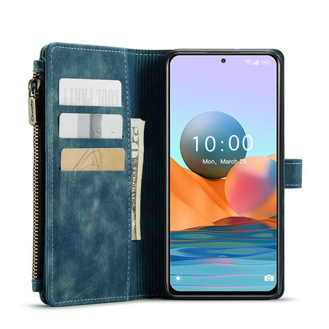 For Xiaomi Redmi Note 10 Pro 4G (Global) / (India) / Note 10 Pro Max Phone Cases with Strap CASEME C30 Zipper Multiple Card Holder PU Leather Cover