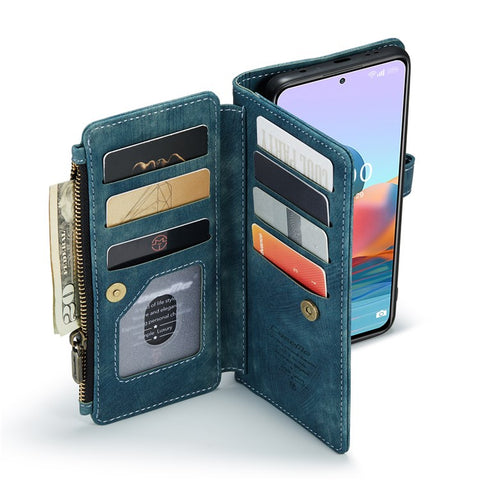 For Xiaomi Redmi Note 10 Pro 4G (Global) / (India) / Note 10 Pro Max Phone Cases with Strap CASEME C30 Zipper Multiple Card Holder PU Leather Cover