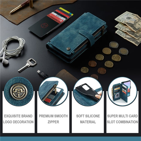 For Xiaomi Redmi Note 10 Pro 4G (Global) / (India) / Note 10 Pro Max Phone Cases with Strap CASEME C30 Zipper Multiple Card Holder PU Leather Cover
