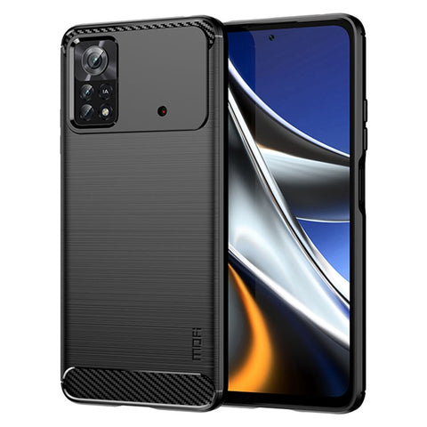 MOFI JK TPU Series-1 for Xiaomi Poco X4 Pro 5G Soft Skin Flexible TPU Anti-Scratch Phone Case Carbon Fiber Texture Brushed Shockproof Stylish Case