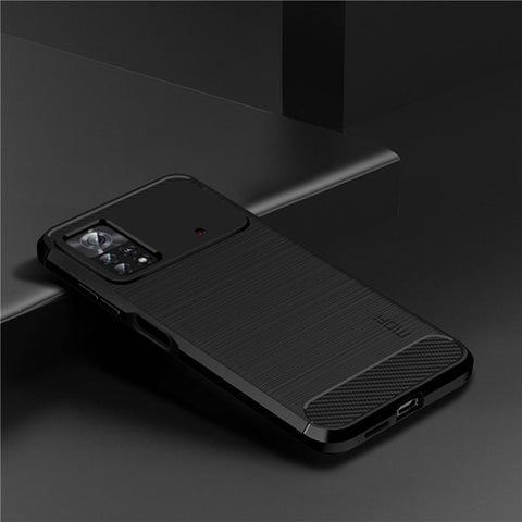 MOFI JK TPU Series-1 for Xiaomi Poco X4 Pro 5G Soft Skin Flexible TPU Anti-Scratch Phone Case Carbon Fiber Texture Brushed Shockproof Stylish Case