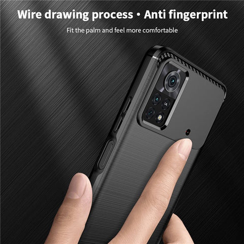 MOFI JK TPU Series-1 for Xiaomi Poco X4 Pro 5G Soft Skin Flexible TPU Anti-Scratch Phone Case Carbon Fiber Texture Brushed Shockproof Stylish Case