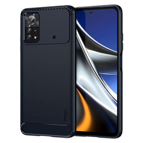 MOFI JK TPU Series-1 for Xiaomi Poco X4 Pro 5G Soft Skin Flexible TPU Anti-Scratch Phone Case Carbon Fiber Texture Brushed Shockproof Stylish Case