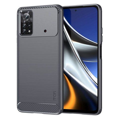 MOFI JK TPU Series-1 for Xiaomi Poco X4 Pro 5G Soft Skin Flexible TPU Anti-Scratch Phone Case Carbon Fiber Texture Brushed Shockproof Stylish Case