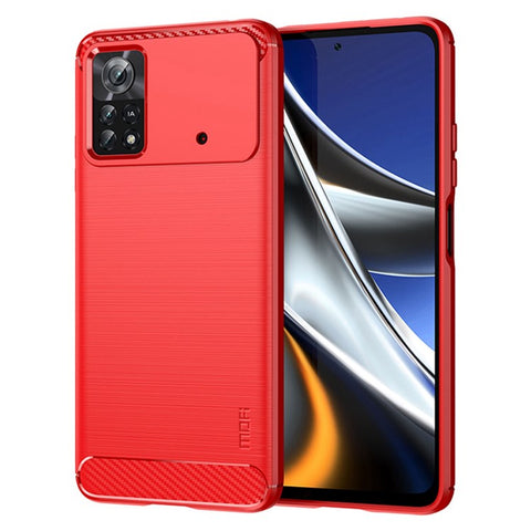 MOFI JK TPU Series-1 for Xiaomi Poco X4 Pro 5G Soft Skin Flexible TPU Anti-Scratch Phone Case Carbon Fiber Texture Brushed Shockproof Stylish Case