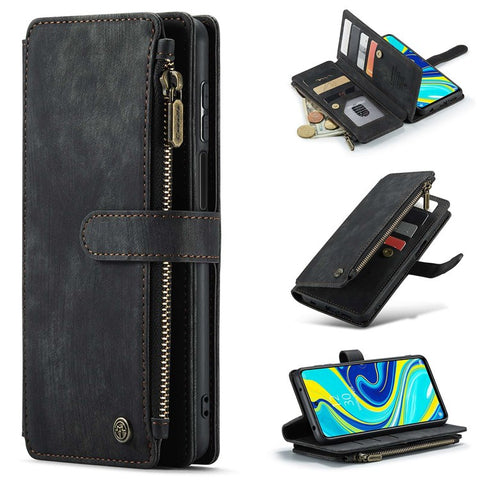 For Xiaomi Redmi Note 9 Pro / Note 9 Pro Max / Note 9S Phone Cases with Strap CASEME C30 Zipper Multiple Card Holder PU Leather Cover