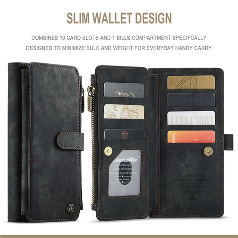 For Xiaomi Redmi Note 9 Pro / Note 9 Pro Max / Note 9S Phone Cases with Strap CASEME C30 Zipper Multiple Card Holder PU Leather Cover